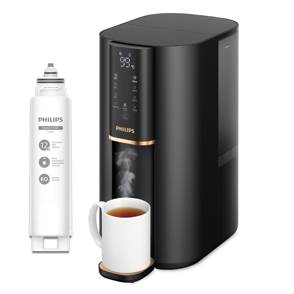 Philips Water Dispensador de agua por ósmosis inversa ADD6901HBK01/10 con sistema UV-C, elimina hasta 110 sustancias, calentamiento instantáneo, vida útil del filtro 1 año
