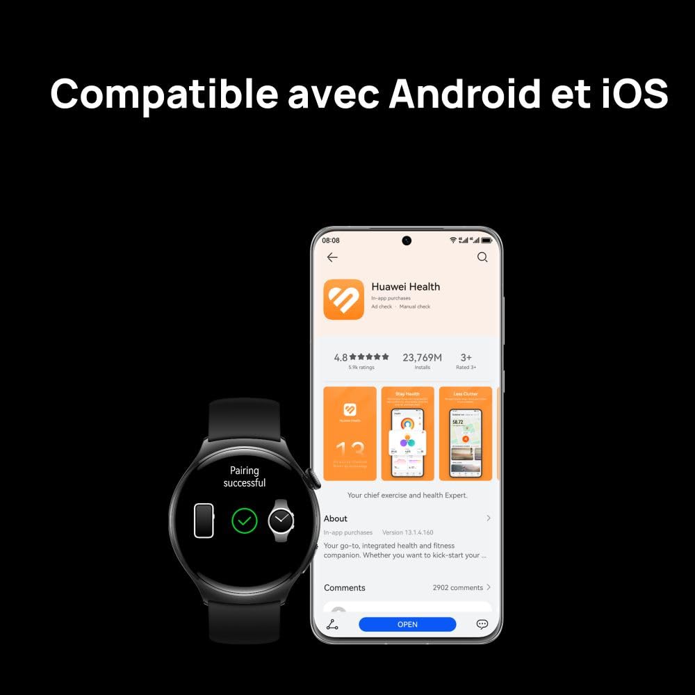HUAWEI Watch 4 Reloj Inteligente,Análisis de ECG, Vista previa de un Minuto de los Siete Indicadores de Seguimiento de la Salud,Teléfono Celular eSIM, Dos Modos de batería,Compatible con iPhone y