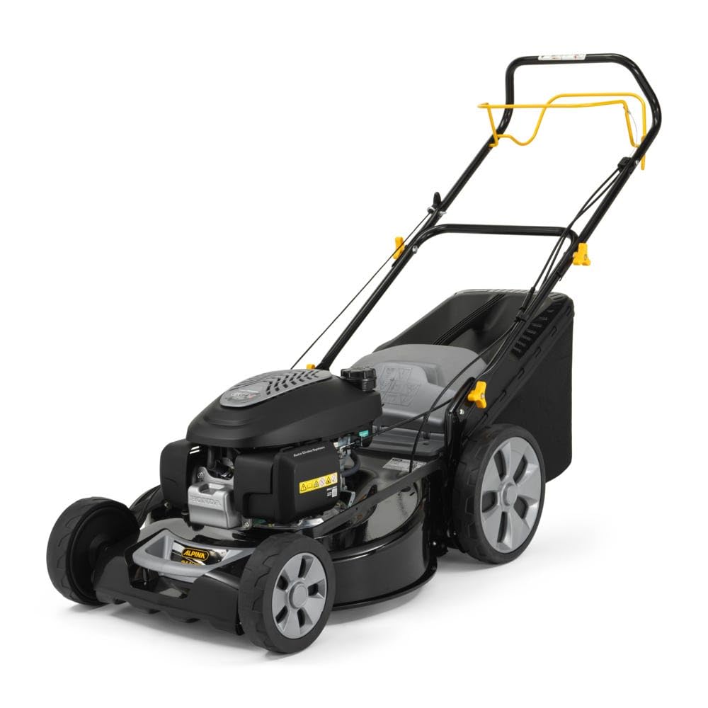 Alpina Cortacésped de Gasolina AL5 51 SHQ, Ancho de Corte 51 cm, Motor de 166 CC (3300 W) a tracción Posterior, hasta 1800 m², Bolsa de Recogida de 60 l, Altura de Corte Regulable en 6 Posiciones