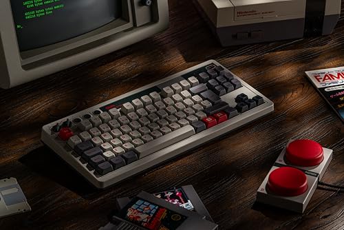 8Bitdo Retro Mechanical Keyboard, Bluetooth/2.4G/USB-C Hot Swappable Gaming Keyboard with 87 Keys, Dual Super Programmable Buttons for Windows and Android - QWERTY Spanish ISO Layout