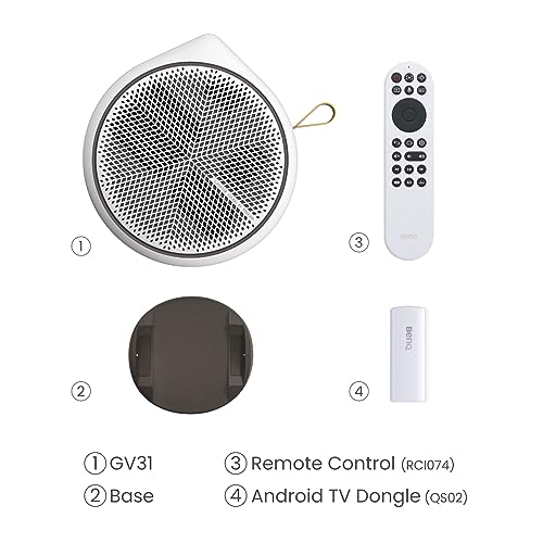 BenQ GV31 Proyector portátil para Techo 1080p LED, ángulo Giratorio, Android TV, 16 W Blanco