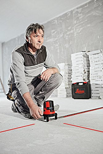Leica Lino L4P1: Nivel láser multi-línea con batería Li-Ion y cargador en estuche (láser rojo, alcance de trabajo: 15 m)