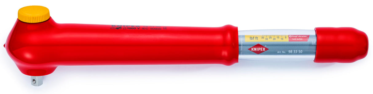 KNIPEX Llave dinamométrica reversible, 3/8 pulgadas, 1000 V aislada