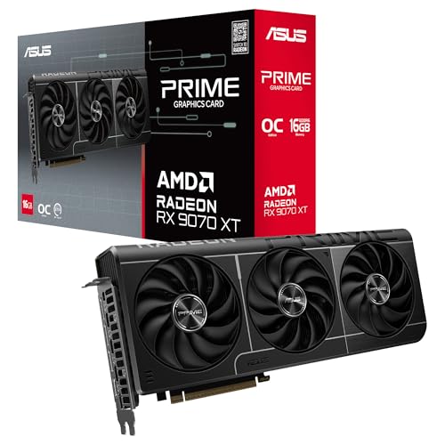 ASUS Prime Radeon RX 9070 XT OC Edition, Tarjeta gráfica (PCIe 5.0, HDMI/DP 2.1, diseño de 2,5 Ranuras, Ventiladores axial-Tech, rodamientos de Ventilador de Doble Bola, BIOS Doble, GPU Guard)