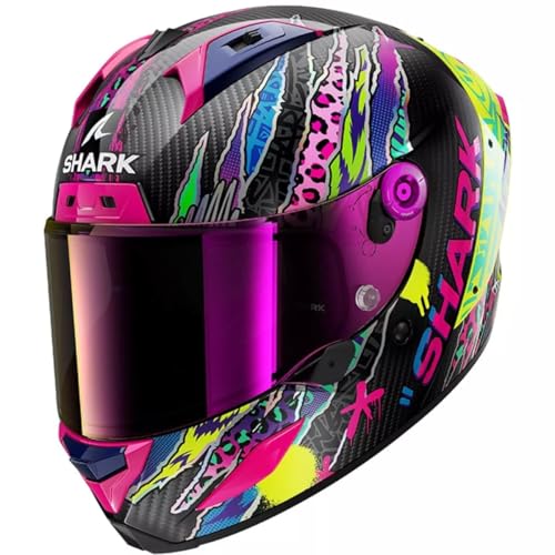 SHARK, Casco Moto Integral AERON FAWN Carbon Violet Yellow DVY, L
