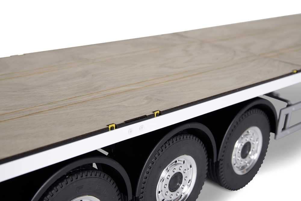 Carson-Fahrzeug 500907650 3 Ejes Cama Plana III Acero impresión RC, semirremolque, Escala 1:14, Piezas de Tuning, Accesorios, construcción de Modelos, Fabricado en Alemania, Multicolor, L