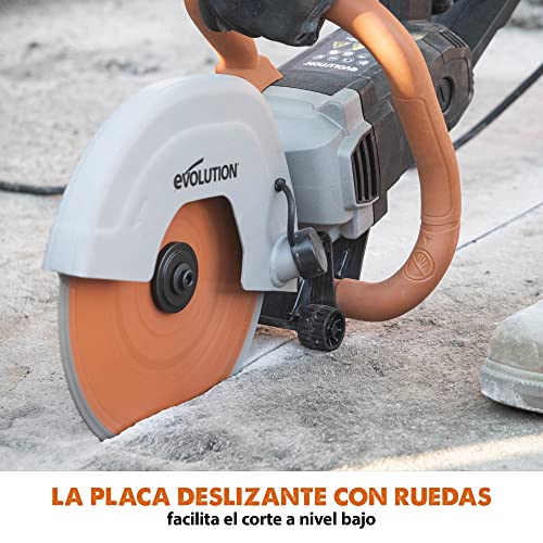 Evolution Sierra para hormigón de 255 mm R255DCT de Evolution: sin gasolina, corte de 102,5 mm, incl. hoja de diamante prémium