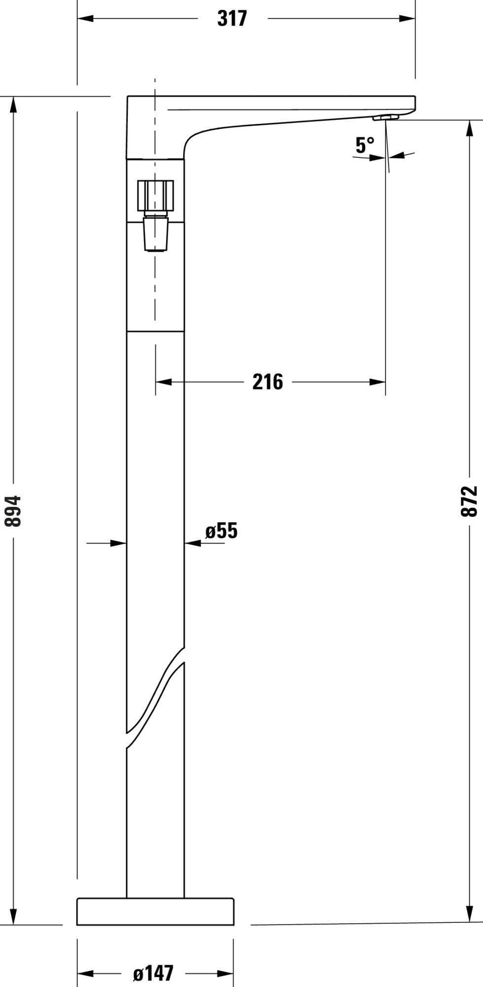 Duravit TU5250000010 Mezclador de bañera de pie, Cromo