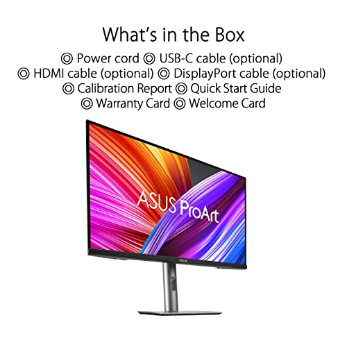 ASUS ProArt Display PA329CRV - Monitor Profesional de 31.5 Pulgadas, IPS, 4K UHD 3840 x 2160, 98% DCI-P3, Calman, USB-C 96 W, VESA DisplayHDR 400, Soporte ergonómico, sostenibilidad ecológica