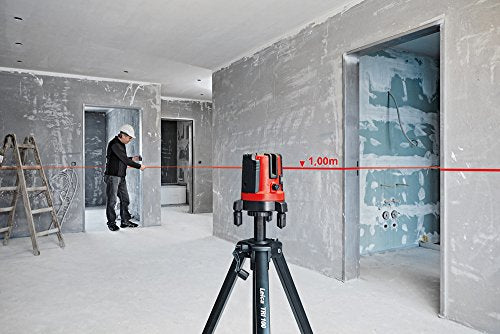 Leica Lino L4P1: Nivel láser multi-línea con batería Li-Ion y cargador en estuche (láser rojo, alcance de trabajo: 15 m)