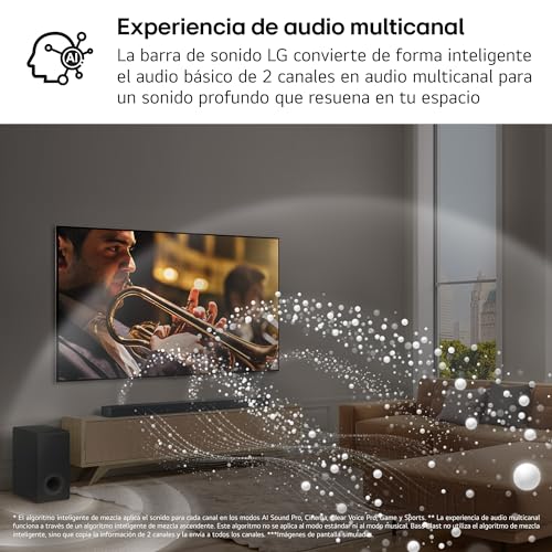 LG S90TR - Barra de Sonido Inteligente, 670W Potencia y 7.1.3 Canales, Altavoces Dobles Traseros Inalámbricos, 3 Altavoces Verticales, Sonido Envolvente Dolby Atmos y DTS:X, Hi-Res 24bits/96kHz