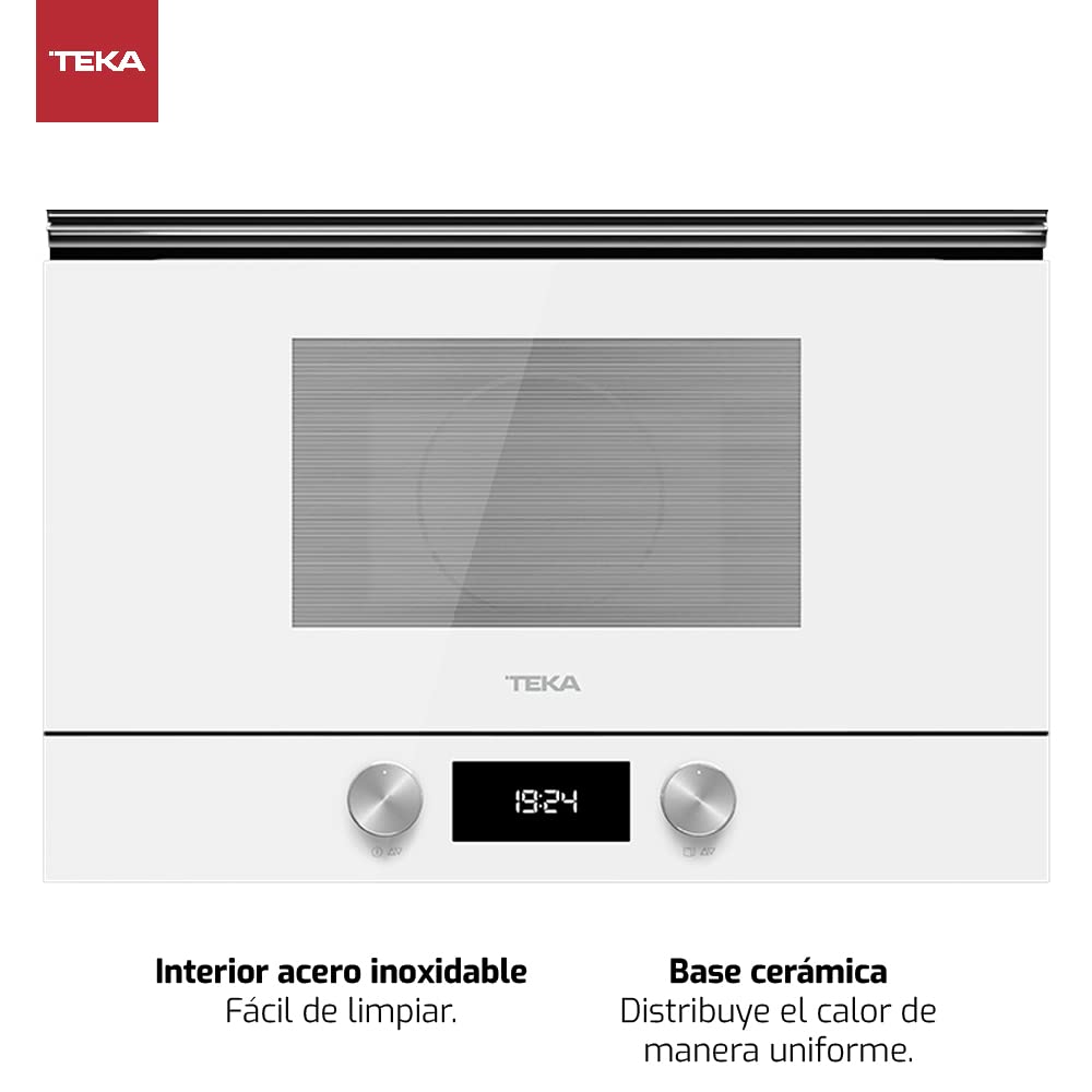 Teka ML 8220 BIS L - Urban Colors Edition Microondas de Integración con Base Cerámica, Panel de Mandos de Cristal Electrónicos, Color Cristal Blanco