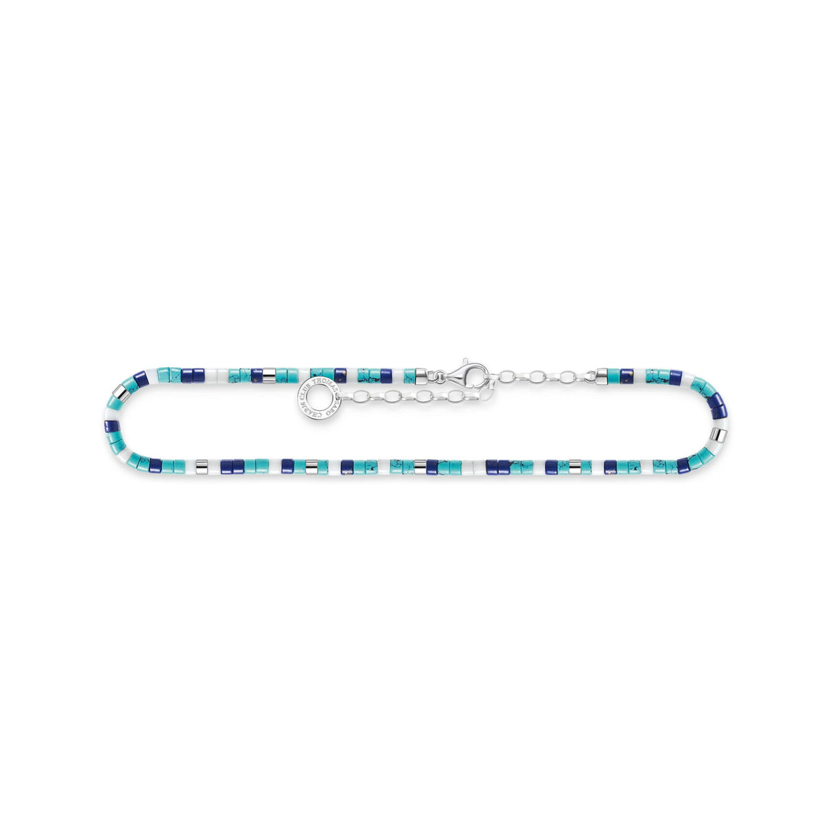 THOMAS SABO Tobillera con piedras azules plata 925 AK0039-775-7, Eine Grösse, Metal precioso, Ágata