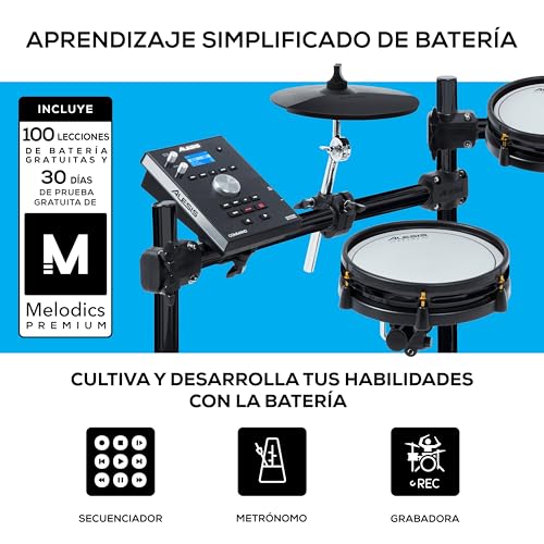 Alesis Command Mesh SE Kit Set de Batería Electrónica, Parches de Malla Doble Zona, Conexiones MIDI USB, 600 Sonidos Batería Eléctrica y Acústica