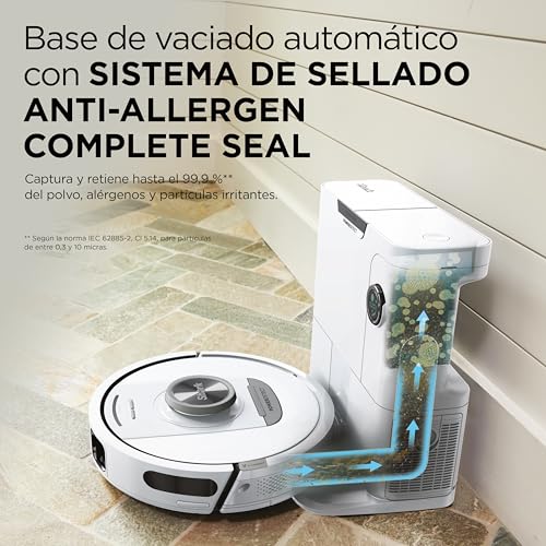 Shark PowerDetect Robot Aspirador, Vaciado automático, navegación 3D y LiDAR, Base antialérgenos, tecnología NeverStuck, para alfombras, Suelos y Pelo de Mascotas, WiFi/App, Blanco, AV2820VEEUWH