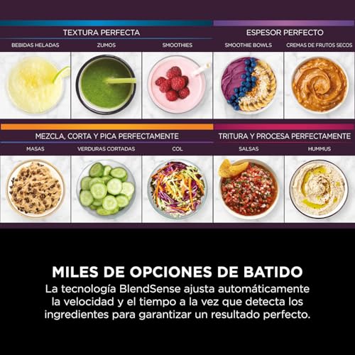 Ninja Detect Power Pro Batidora y Procesador de alimentos 3 en 1 (1200W), vaso de 680 ml y cuchilla para masa, ideal para mezclar, picar y batir, negro, TB401EU