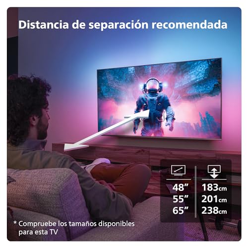 Philips Ambilight 48OLED819: Smart TV 4K OLED - Pantalla de 48 Pulgadas con P5 AI Picture, Google TV, Dolby Vision y Dolby Atmos Sound, Funciona con Alexa y Asistente de Google - Metal