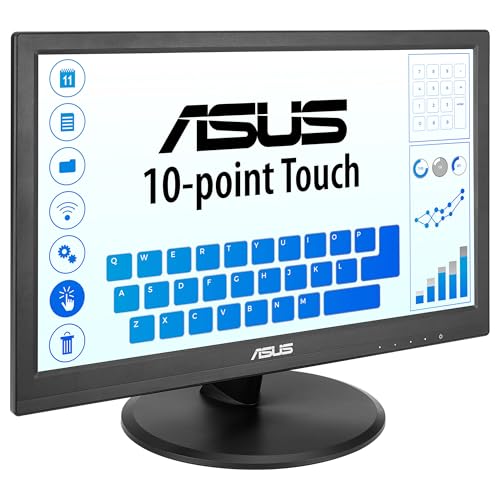 ASUS VT169HE Monitor táctil de 16" FHD (1920 x 1080), táctil de 10 Puntos, IPS, ángulo de visión Amplio, sin Marco, antiparpadeo, luz Azul Reducida, HDMI, Compatible con Windows 11