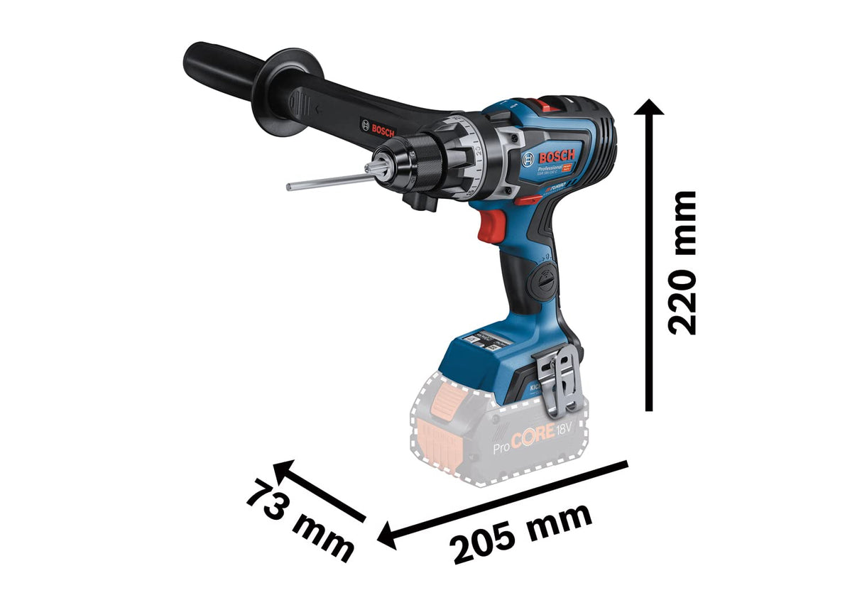 Bosch Professional BITURBO GSR 18V-150 C - Atornillador a batería (18V, 150 Nm, 2200 rpm, conectable, sin batería, en L-BOXX), Azul, solo
