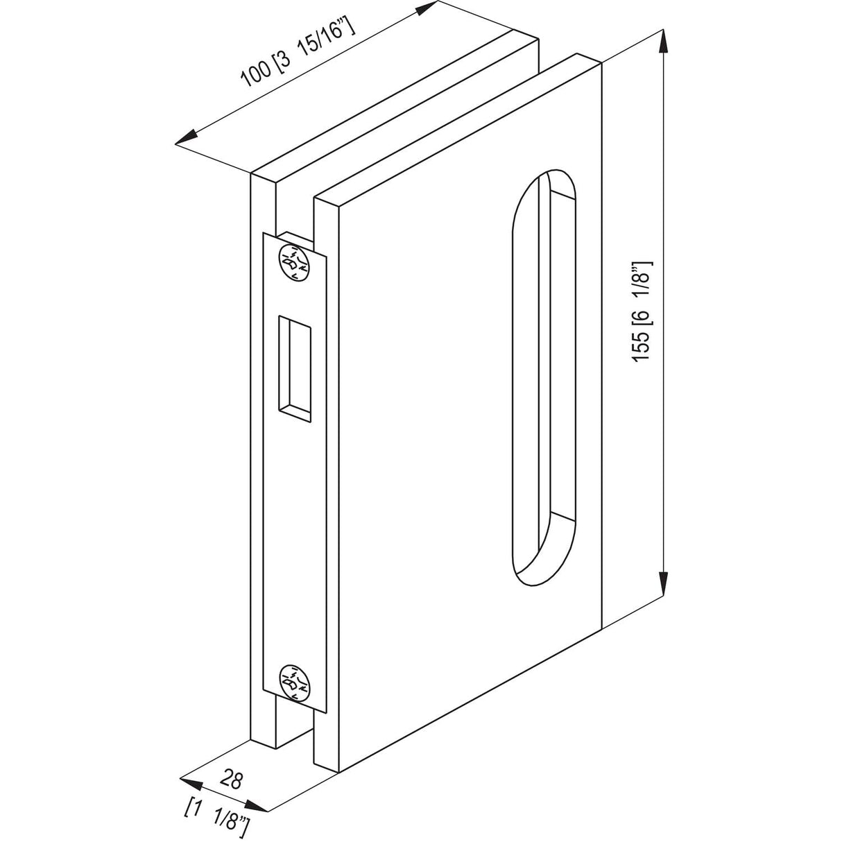 COLCOM Puerta corredera de cristal B95 compatible con cerradura de puerta de cristal B94 con pestillo de arco, efecto aluminio y acero inoxidable