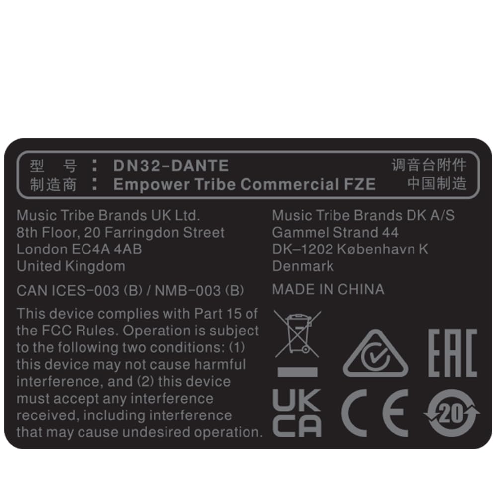 Klark Teknik DN32-DANTE Módulo de expansión Audinate Dante con hasta 32 canales bidireccionales