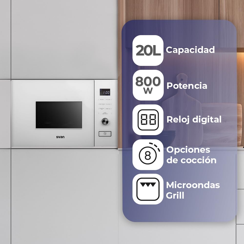 Svan SVMW830EB Microondas Eléctrico de Integración Blanco