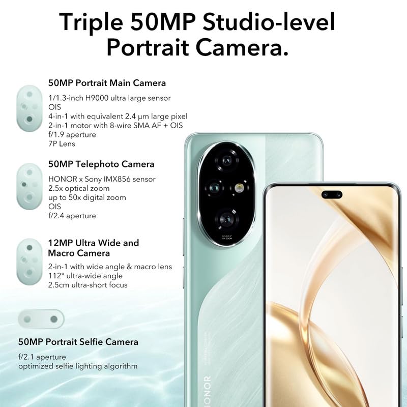 HONOR 200 Pro Smartphone 5G - ROM 512GB,Batería 5200mAh,Snapdragon 8s Gen 3(4mm),Triple Cámara 50 MP,Pantalla 6.78'',Dual SIM, NFC,MagicOS 8.0/Android 14 - Blanco