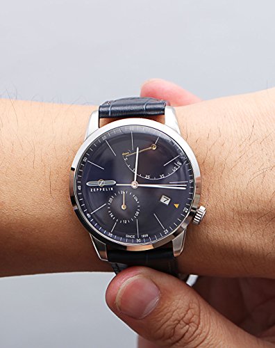 Zeppelin 7366-3 - Reloj para Hombres, Correa de Cuero Color Azul Oscuro