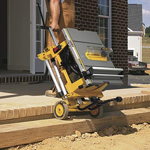 DEWALT DE7400-XJ - Mesa de Trabajo para Sierras con Ruedas de Alta Resistencia, Soporte Estacionario Ligero y Fácilmente Transportable en Aluminio, 83x91cm, Peso 15,5kg, Carga Máxima de Uso 68kg