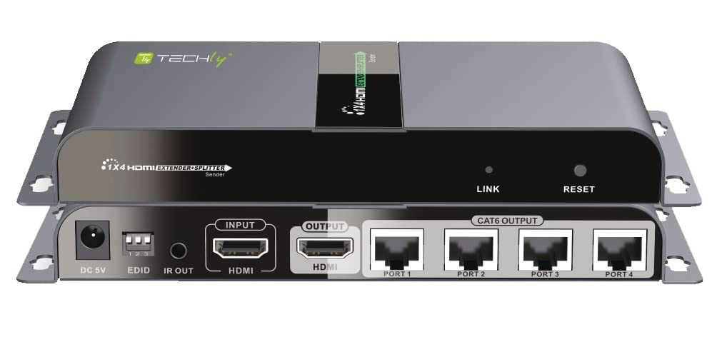 Techly 028191 - Extensor HDMI 1x4 PoE con IR en Cable Cat.6 hasta 40 m