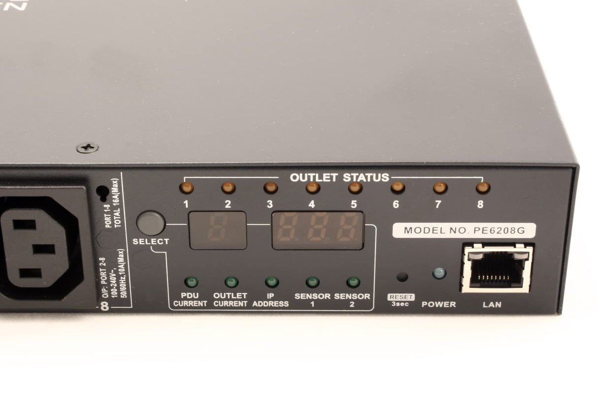 Aten PE6208G unidad de distribución de energía (PDU) 1U Negro 8 salidas AC - Unidad de distribución de energía (PDUs) (Monitorizado, 1U, Horizontal, Metal, Negro, 8 salidas AC)