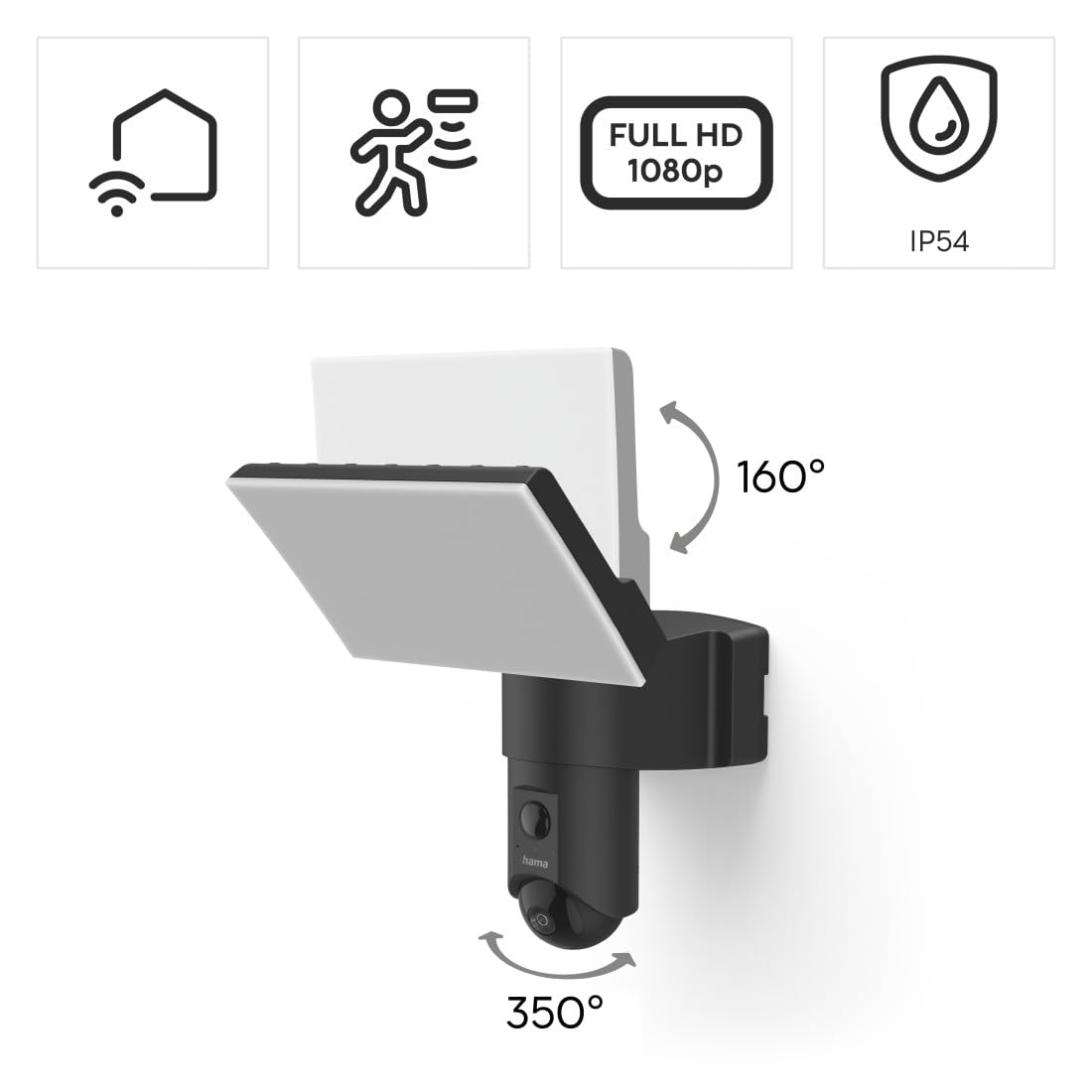 Hama | Cámara de vigilancia Exterior, 1080P, Sensor de Movimiento y luz, Full HD, Compatible con Amazon Alexa y Google Assistant.