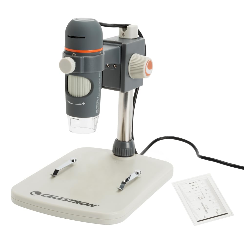 Celestron 44308 Handheld Digital Microscope Pro: 20x-200x aumentos, gris/blanco