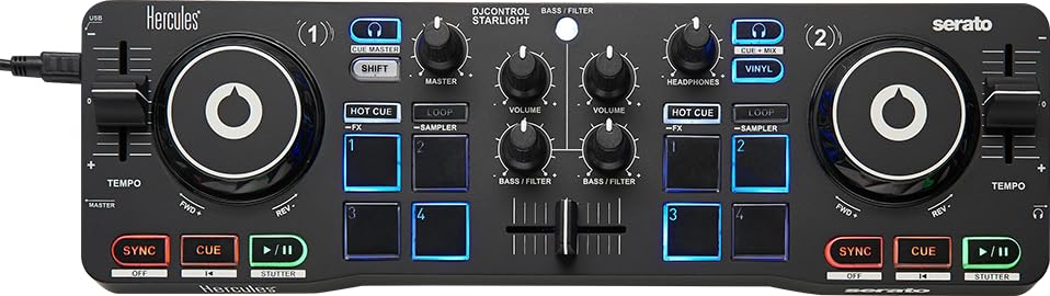 Hercules DJStarter Kit - Kit completo para empezar en el DJing con Serato DJ Lite, incluye DJControl Starlight, HDP DJ45 y DJMonitor 32, para PC y MAC