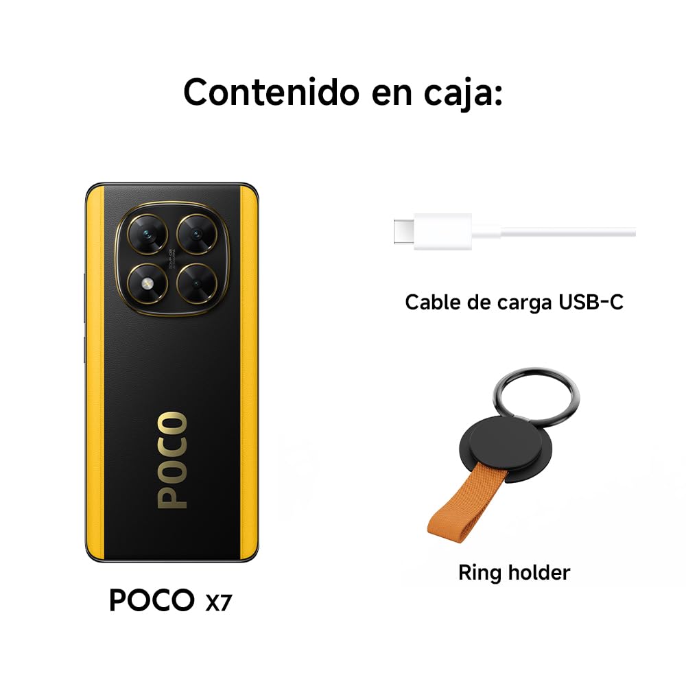 XIAOMI POCO X7 - Smartphone de 12+512GB, Pantalla CrystalRes 1.5K AMOLED Curva, MediaTek Dimensity 7300-Ultra, Cámara Principal de 50 MP con OIS, Carga Turbo de 45W, Negro (Versión ES)