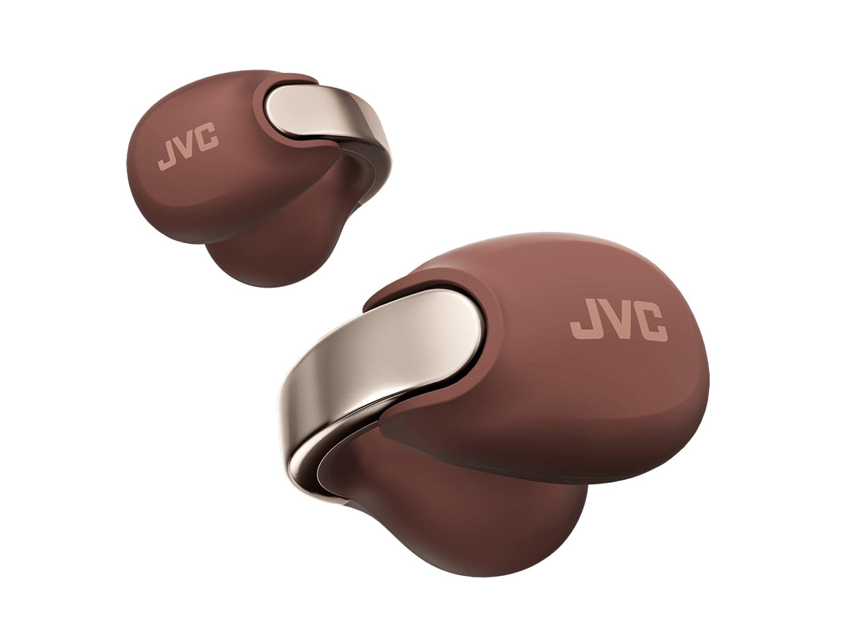 JVC Auriculares Inalámbricos Bluetooth | 24h de Batería y Carga Rápida | Oido Abierto | Ligeros y Resistentes al Agua | Deportivos con IPX4 y Control Táctil - HA-NP1T Granate