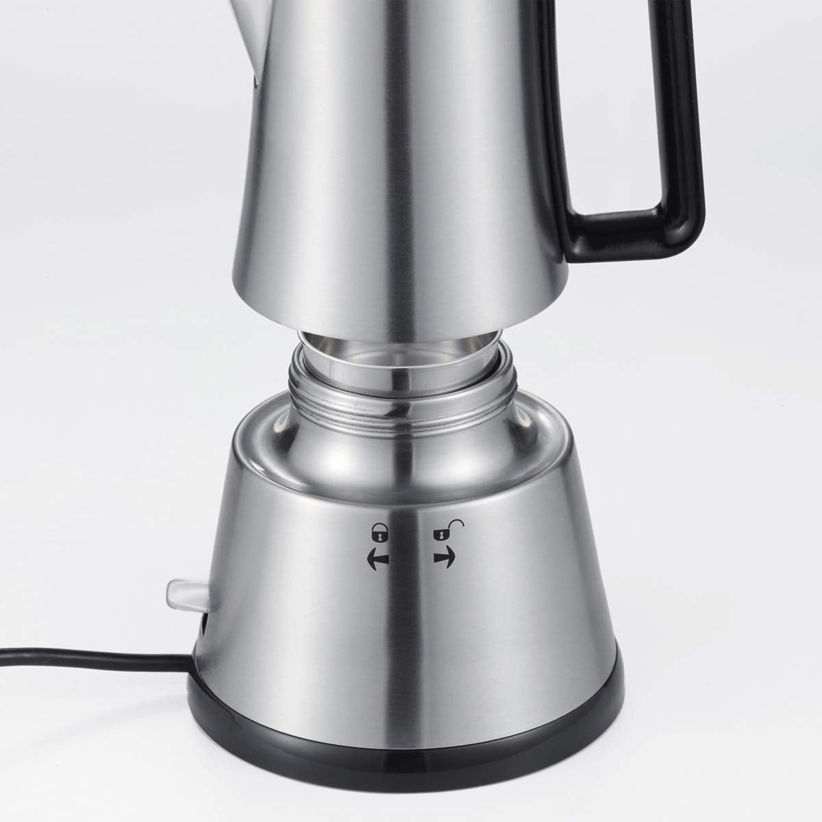Cloer 5928 Cafetera espresso eléctrica, 3-6 tazas, un filtro de acero inoxidable, Apagado automático, Indicador de nivel de agua, Interruptor encendido / apagado, 365 vatios, acero inoxidable