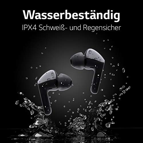 LG TONE Free FN5 Auriculares True Wireless con autolimpieza UVnano que elimina el 99,9% de las bacterias, tecnología Meridian Sound, doble micrófono para llamadas en la oficina y carga rápida en negro
