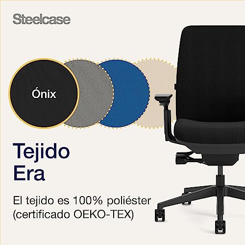 Steelcase Amia, silla de oficina ergonómica con sujeción lumbar regulable en altura y brazos regulables Ónix
