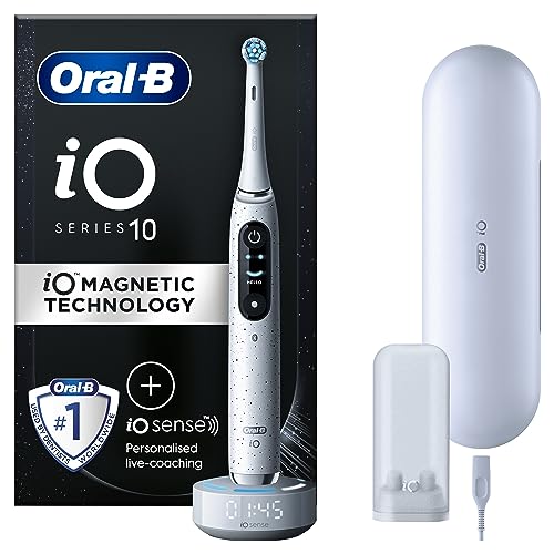 Oral-B iO 10 Cepillo de Dientes eléctrico Blanco, 1 Cabezal de Cepillo de Dientes, 1 Funda de Viaje de Carga, diseñado por Braun