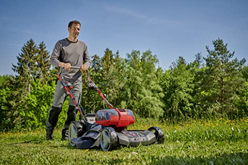 Einhell Cortacésped a batería GE-CM 36/47 S HW Li Kit Power X-Change (36 V, 47 cm ancho de corte, 700 m², autopropulsado, Brushless, función de mulching, con 4x 4,0 Ah baterías, 2x Twincharger)