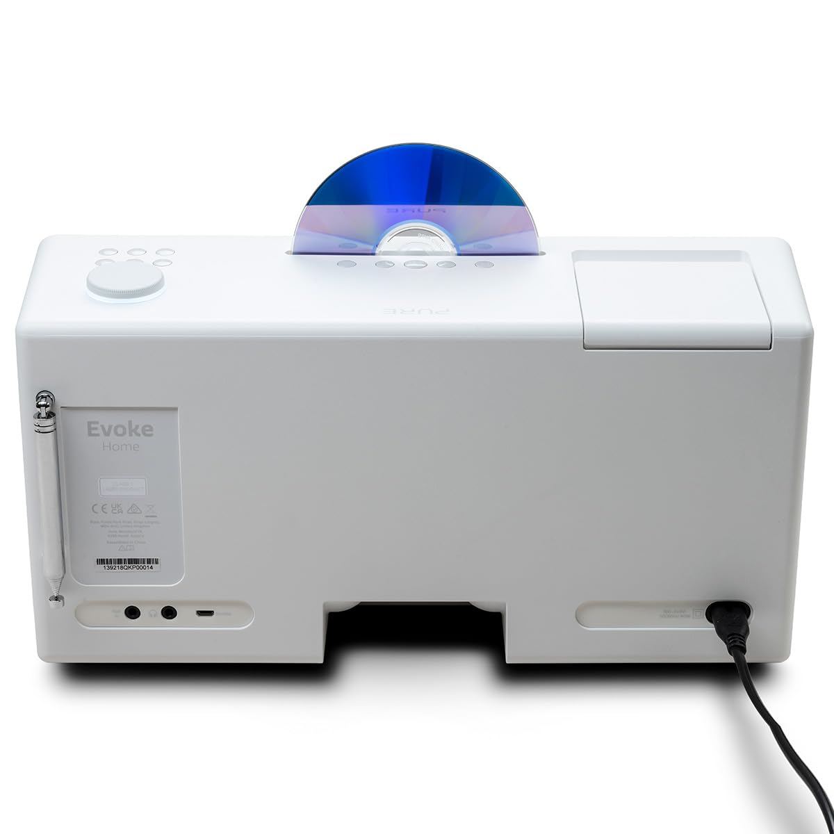 Sistema de música Pure Evoke Home All-In-One para el hogar (Radio Dab+/UKW, Radio por Internet, Podcasts, Spotify Connect, Bluetooth, CD y un Potente Sonido estéreo de 100 vatios), Blanco algodón