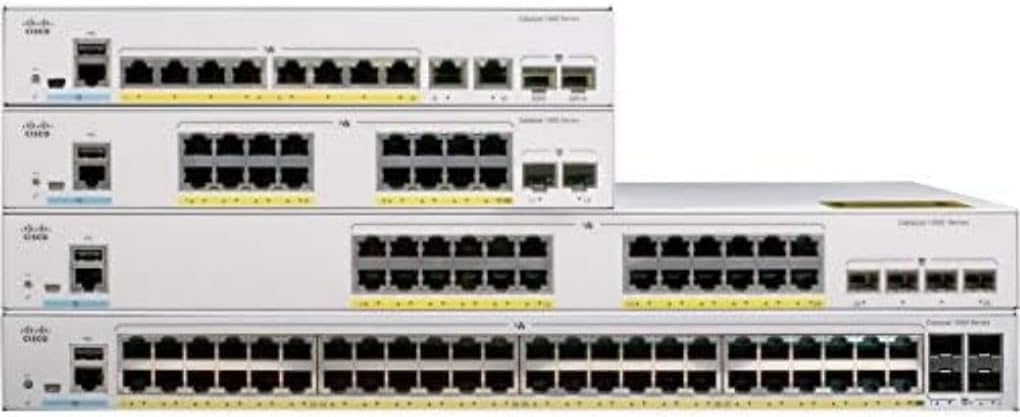 Cisco Switch de Red Cisco Catalyst 1000-24P-4G-L, 24 Puertos GbE PoE+, asignación PoE de 195 W, 4 Puertos de Enlace Ascendente SFP de 1 G, garantía Limitada de por Vida Mejorada (C1000-24P-4G-L)