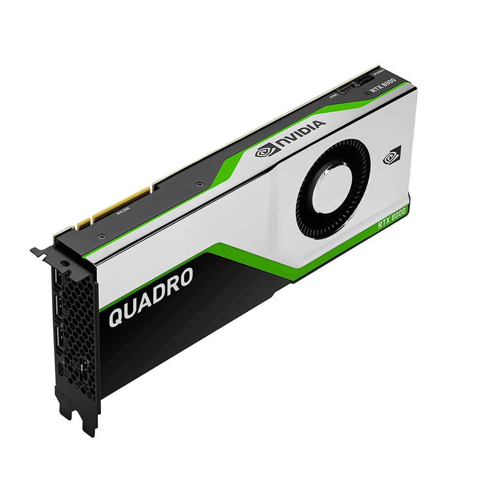 PNY VCQRTX8000-PB - Tarjeta gráfica (Quadro RTX 8000, 48 GB, GDDR6, 7680 x 4320 Pixeles, PCI Express x16 3.0, 1 Ventilador(es)) Negro, Verde, Plata