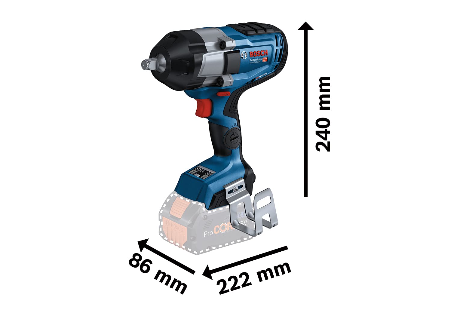 Bosch Professional BITURBO atornillador de impacto a batería GDS 18V-1000 C (par de apriete 1000 Nm, par de arranque 1600 Nm, sin baterías ni cargador, incl. módulo Connectivity, en L-BOXX 136)