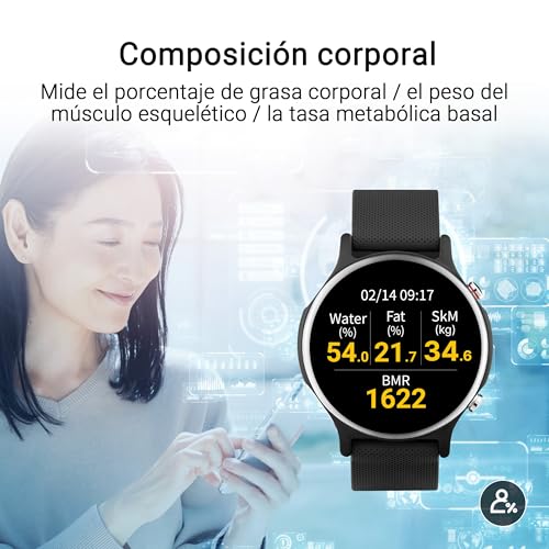 ASUS VivoWatch 6 (HC-D06) - Smartwatch con Panel AMOLED táctil de 1,39", sensores ECG + PPG + BIA, análisis de la composición Corporal, gestión de la Salud con un Solo Toque, HealthConnect