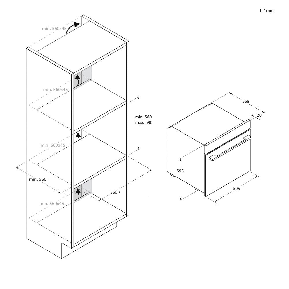 Candy Bake 800 CA6 NP5B3EHTW, Horno Multifunción, 78L, Conectividad WIFI, 1 Bandeja y 2 Rejillas, Easy Steam, Limpieza Hidrolítica, 12 Funciones, Display Basic UX, Blanco