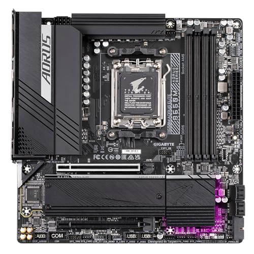 GIGABYTE B650M AORUS Elite Placa Base - Compatible con procesadores AMD Ryzen 9000, VRM de 12+2+2 Fases, hasta 8000 MHz DDR5, 1xPCIe 5.0 + 1xPCIe 4.0 M.2, LAN 2.5GbE, USB 3.2 Gen 2x2