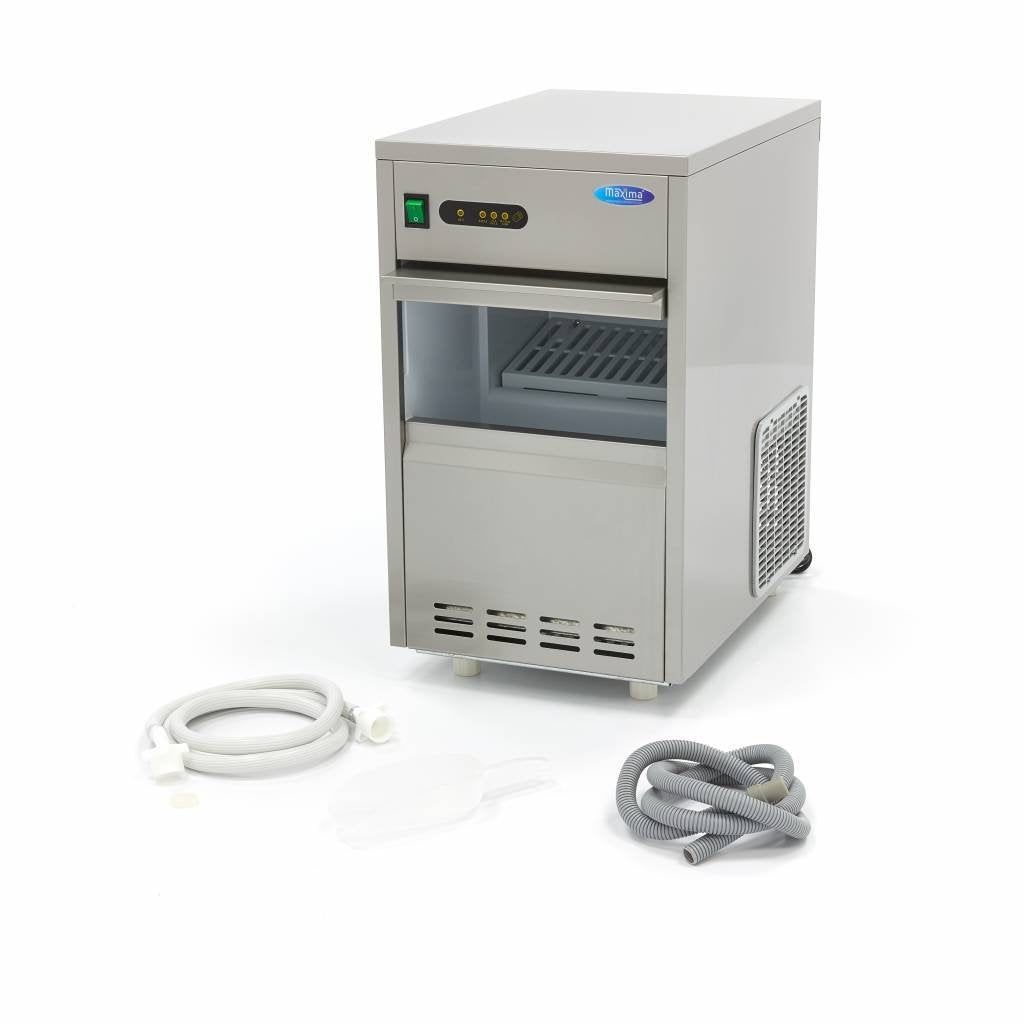 Máquina de cubitos de hielo con espacio de almacenamiento de 5 KG - 24 KG de cubitos de hielo por día - Catering - Máquina de cubitos de hielo de acero inoxidable