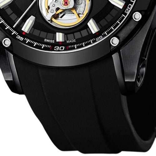 JAGUAR Reloj Modelo J813/1 de la colección AUTOMATICO, Caja de 45 mm Correa de Caucho Negro para Caballero